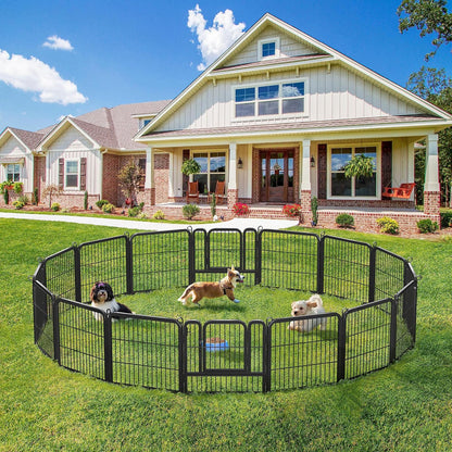 24/32/40-Inch 8/16/32 Panel Heavy Duty Pet Playpen Dog Exercise Pen Cat Fence with Door Puppy Rabbits Portable Play Pen,Outdoor/Indoor,Black