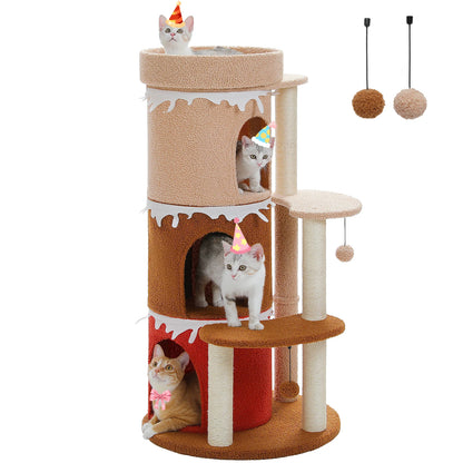 Cat Tree Cat Condos for Large Cats, Cat Tower House with Large Top Perch and Sisal Covered Scratching Posts for Indoor Cats Gift