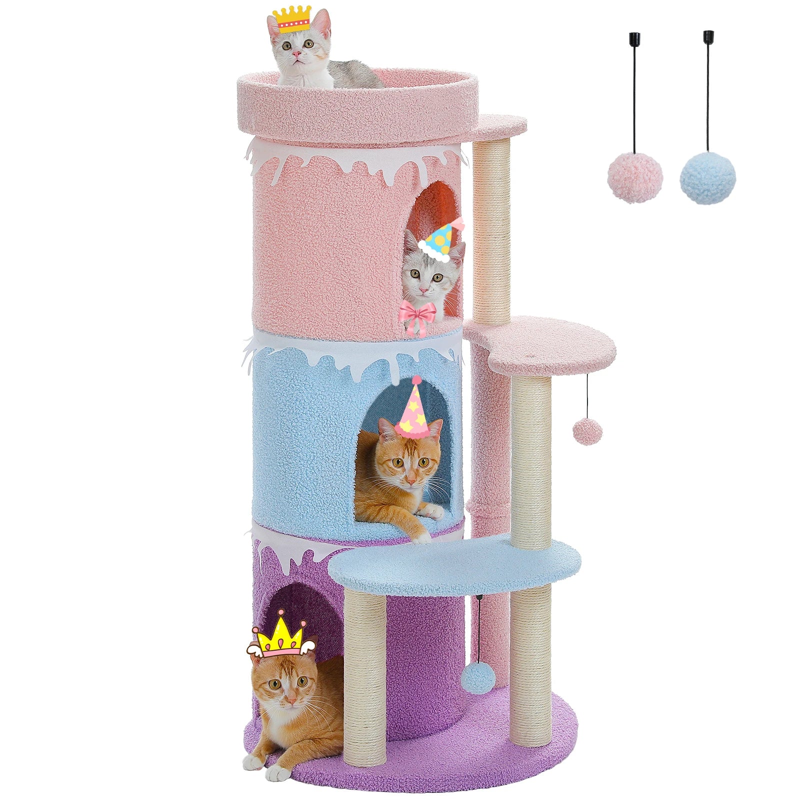 Cat Tree Cat Condos for Large Cats, Cat Tower House with Large Top Perch and Sisal Covered Scratching Posts for Indoor Cats Gift