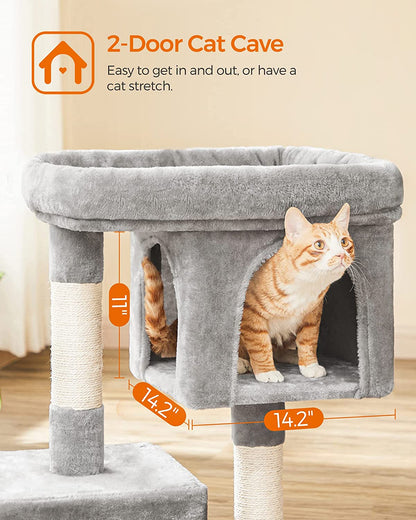 Cat Tree for Large Cats, Cat Tower 2 Cozy Plush Condos and Sisal Posts