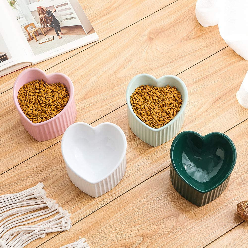 Ceramic Raised Cat Bowls, Tilted Elevated Food or Water Bowls, Stress Free, Backflow Prevention, Dishwasher and Microwave Safe, Lead & Cadmium Free