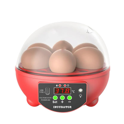 Automatic Digital Poultry Ing Machine, Automatic Egg Turner Temperature Control Small 6 Egg Incubator for Chicken Ducks Quail Red