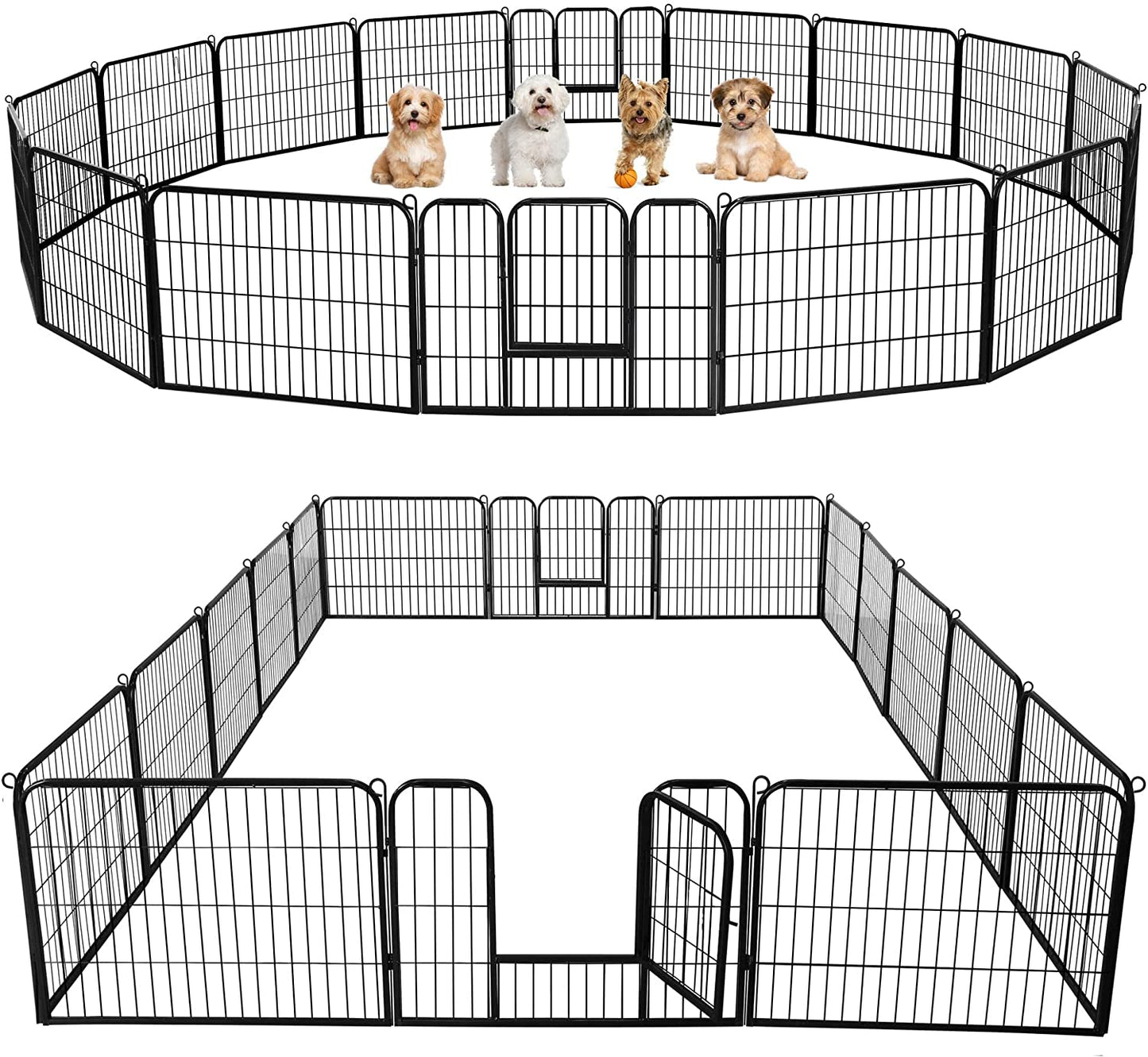 24/32/40-Inch 8/16/32 Panel Heavy Duty Pet Playpen Dog Exercise Pen Cat Fence with Door Puppy Rabbits Portable Play Pen,Outdoor/Indoor,Black