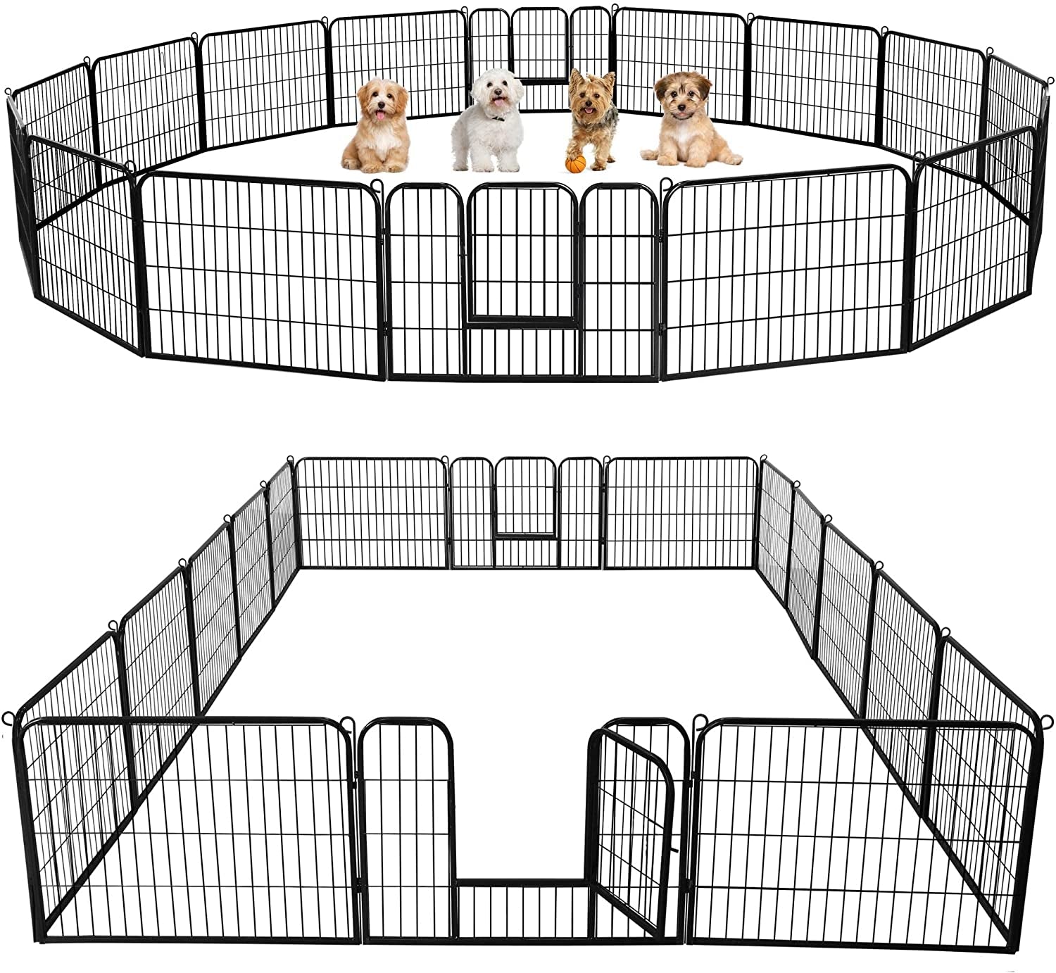 24/32/40-Inch 8/16/32 Panel Heavy Duty Pet Playpen Dog Exercise Pen Cat Fence with Door Puppy Rabbits Portable Play Pen,Outdoor/Indoor,Black