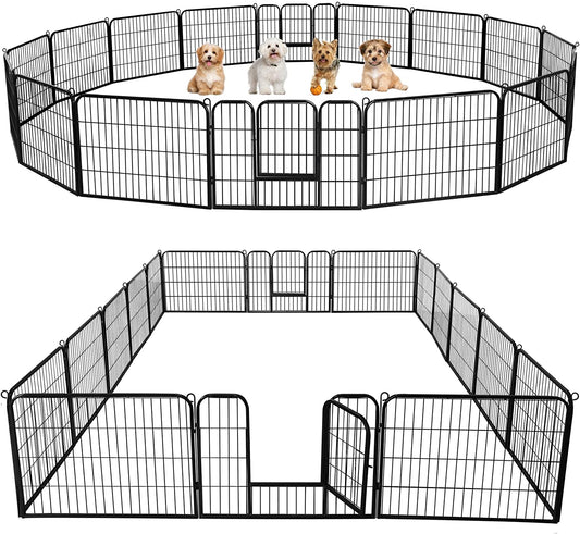 24/32/40-Inch 8/16/32 Panel Heavy Duty Pet Playpen Dog Exercise Pen Cat Fence with Door Puppy Rabbits Portable Play Pen,Outdoor/Indoor,Black