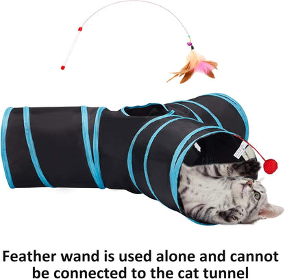 Pet Cat Tunnel Tube Cat Toys 3 Way Collapsible, Cat Tunnels for Indoor Cats，Kitty Tunnel Bored Cat Pet Toys Peek Hole Toy Ball Cat, Puppy, Kitty, Kitten, Rabbit