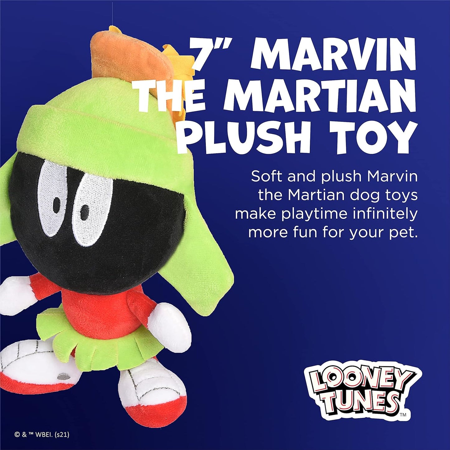 for Pets Marvin the Martian Big Head Plush Dog Toy Stuffed Animal for Dog- Dog Toy for All Dogs - Cute Squeak Toy for Dogs in Green Yellow and Black