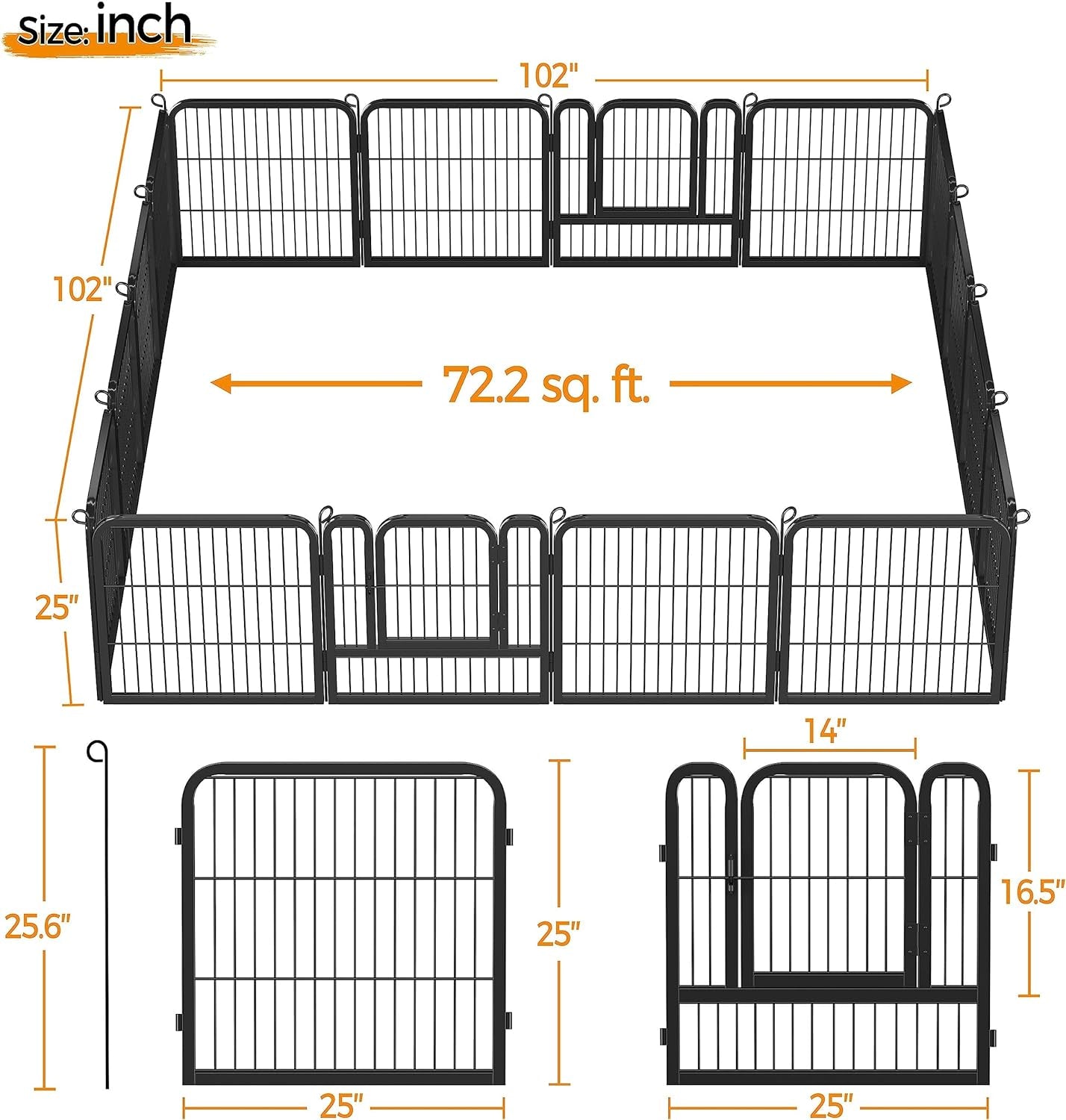 24/32/40-Inch 8/16/32 Panel Heavy Duty Pet Playpen Dog Exercise Pen Cat Fence with Door Puppy Rabbits Portable Play Pen,Outdoor/Indoor,Black