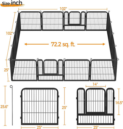 24/32/40-Inch 8/16/32 Panel Heavy Duty Pet Playpen Dog Exercise Pen Cat Fence with Door Puppy Rabbits Portable Play Pen,Outdoor/Indoor,Black